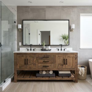 Custom Double Sink Bathroom Vanity - Handmade, Premium Hardware, Free Shipping, USA Made - MODEL 1014