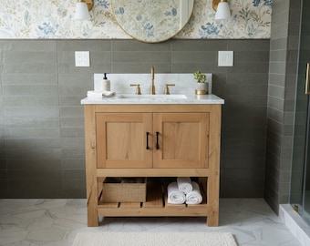 Oakbrook Single Sink Bathroom Vanity | Solid Wood Vanity, Handmade, USA Made, Custom Storage Cabinet, Free Shipping