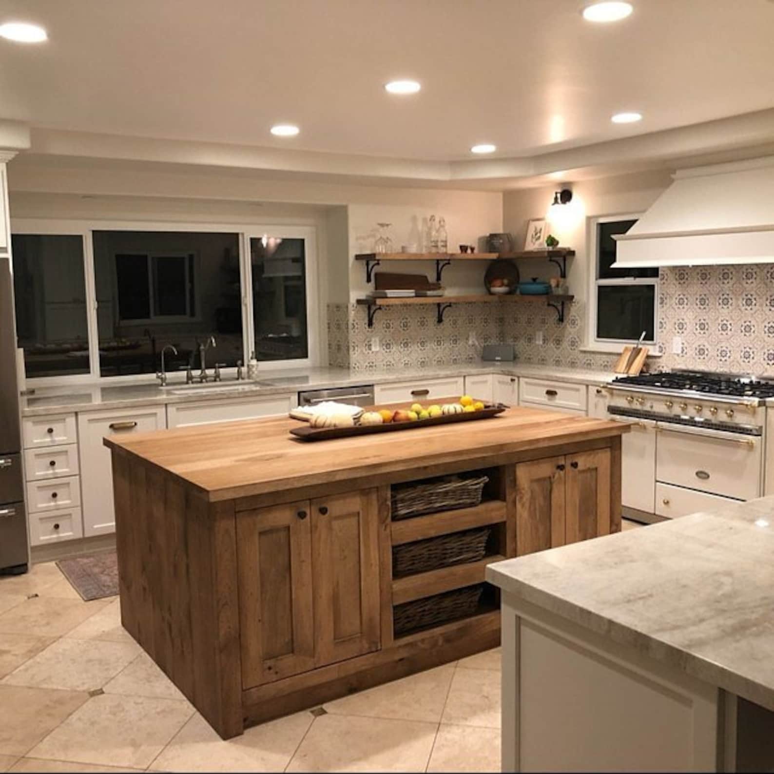 Custom Double Sided Kitchen Island With Hickory Countertop Etsy