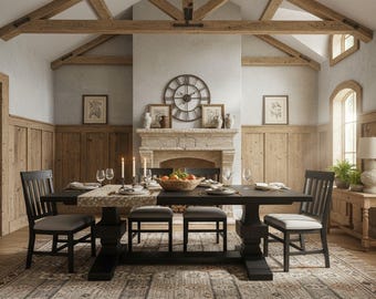 Foundation Farmhouse Dining Table - Solid Wood, Handmade, USA Made, Custom Kitchen Table, Free Shipping