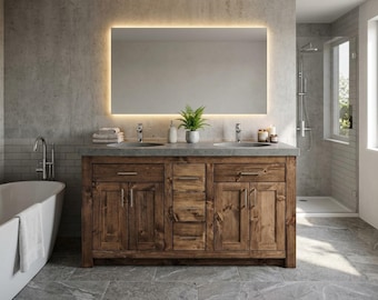 Rolling Ridge Double Sink Vanity - Handmade, Lifetime Warranty, Premium Hardware, Free Shipping, USA Made