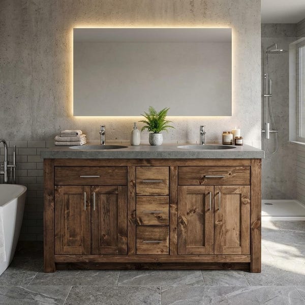 Rolling Ridge Double Sink Vanity - Handmade, Lifetime Warranty, Premium Hardware, Free Shipping, USA Made