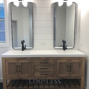 Custom Double Sink Bathroom Vanity - Handmade, , Premium Hardware, Free Shipping, USA Made - MODEL 1014