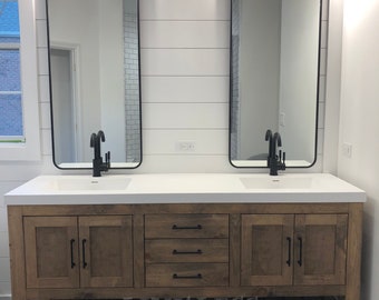Custom Double Sink Bathroom Vanity - Handmade, , Premium Hardware, Free Shipping, USA Made - MODEL 1014
