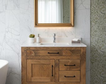 Abidewood Single Sink Bathroom Vanity | Solid Wood Vanity, Handmade, USA Made, Custom Storage Cabinet, Free Shipping