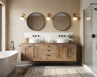 Turnerwood Floating Double Sink Vanity, Luxury Storage , Premium Shelf Hardwood Cabinet, Handcrafted, Free Shipping