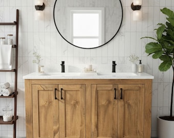 Elwood Mill Double Sink Vanity - Handmade, Lifetime Warranty, Premium Hardware, Free Shipping, USA Made