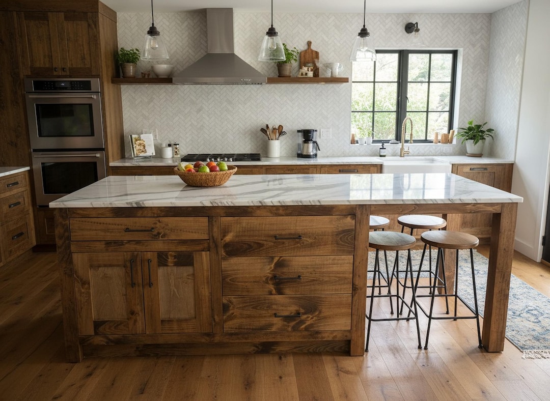 Custom Kitchen Island With Seating Area - Handmade, Lifetime Warranty ...