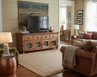 Custom media entertainment center - Handmade, Lifetime Warranty, Premium Hardware, Free Shipping, USA Made, model 1107