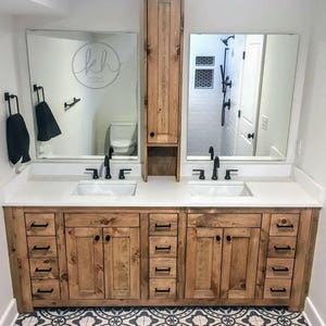 Custom Solid Wood Vanity, Luxury Storage Double Sink, Premium Statement Hardwood Cabinet, Oak Handcrafted Lifetime Warranty Bathroom Cabinet