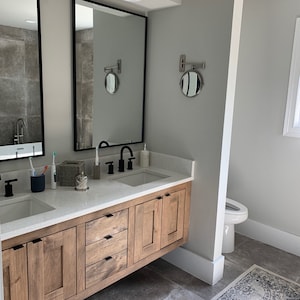 Custom Floating Solid Wood Vanity, Luxury Storage Double Sink, Premium Shelf Hardwood Cabinet, Oak Handcrafted Lifetime Warranty Bathroom