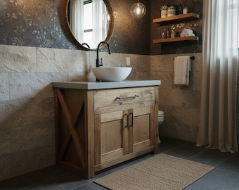 Everstead Single Sink Bathroom Vanity | Solid Wood Vanity, Handmade, USA Made, Custom Storage Cabinet, Free Shipping