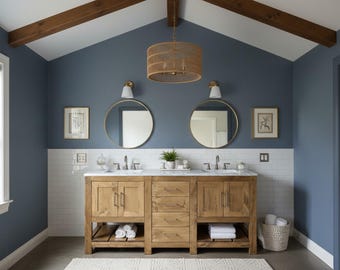 Custom Double Sink Vanity - Handmade, Lifetime Warranty, Premium Hardware, Free Shipping, USA Made - MODEL 1104