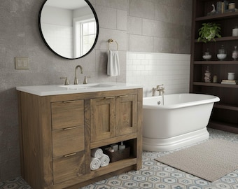 Haven Ridge Single Sink Bathroom Vanity | Solid Wood Vanity, Handmade, USA Made, Custom Storage Cabinet, Free Shipping