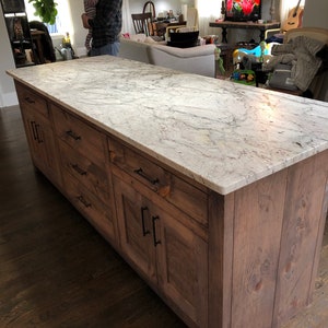 Custom Solid Wood Island, Luxury Storage Workstation, Premium Statement Hardwood Peninsula, Oak Handcrafted Lifetime Warranty Breakfast Bar