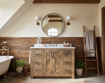Beacon Hill Single Sink Bathroom Vanity | Solid Wood Vanity, Handmade, USA Made, Custom Storage Cabinet, Free Shipping