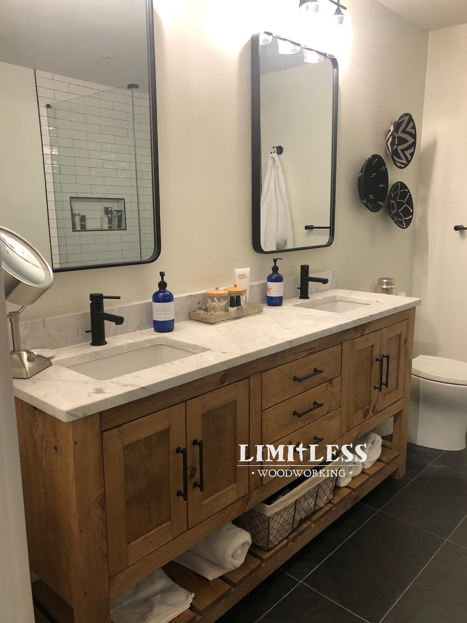 Custom Double Sink Bathroom Vanity Handmade Fully Water - Etsy