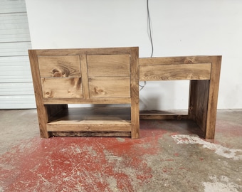 Ready to ship now - Custom Single Sink Vanity With Make Up Area - Handmade, Lifetime Warranty, Premium Hardware, Free Shipping, USA Made
