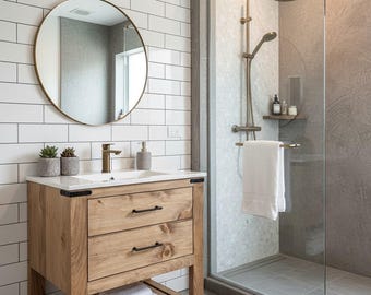 Ironwood Bluff Single Sink Bathroom Vanity | Solid Wood Vanity, Handmade, USA Made, Custom Storage Cabinet, Free Shipping