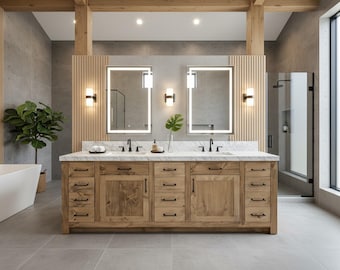 Custom Double Sink Vanity - Handmade, Lifetime Warranty, Premium Hardware, Free Shipping, USA Made
