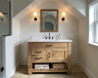 Aldercrest Single Sink Bathroom Vanity | Solid Wood Vanity, Handmade, USA Made, Custom Storage Cabinet, Free Shipping