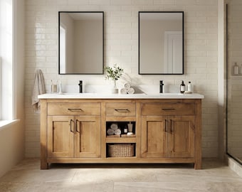 Forgewood Double Sink Vanity - Handmade, Lifetime Warranty, Premium Hardware, Free Shipping, USA Made