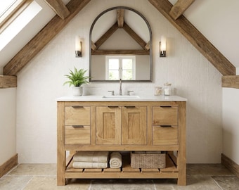 Hank Ridge Single Sink Bathroom Vanity | Solid Wood Vanity, Handmade, USA Made, Custom Storage Cabinet, Free Shipping