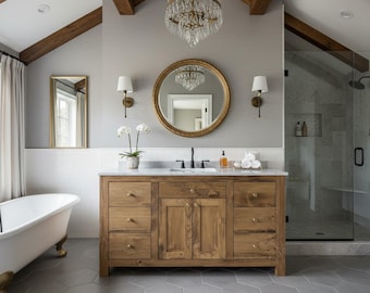 Havenwell Single Sink Bathroom Vanity | Solid Wood Vanity, Handmade, USA Made, Custom Storage Cabinet, Free Shipping