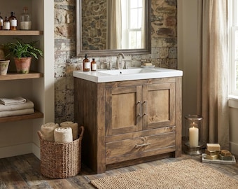 Stonebridge Single Sink Bathroom Vanity | Solid Wood Vanity, Handmade, USA Made, Custom Storage Cabinet, Free Shipping