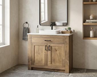 Kingswood Single Sink Bathroom Vanity | Solid Wood Vanity, Handmade, USA Made, Custom Storage Cabinet, Free Shipping
