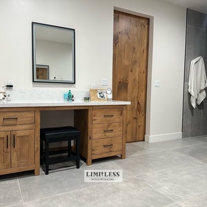 Custom Solid Wood Vanity, Luxury Storage Make Up, Premium Statement Hardwood Cabinet, Oak Handcrafted Lifetime Warranty Bathroom Cabinet