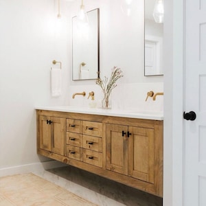 Custom Floating Bathroom Vanity - Handmade, Fully Water Resistant, Lifetime Warranty On Drawers, Premium Hardware, Free Shipping, USA Made