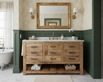 Millstone Row Single Sink Bathroom Vanity | Solid Wood Vanity, Handmade, USA Made, Custom Storage Cabinet, Free Shipping