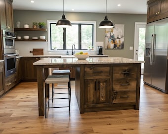 Custom Kitchen Island With Seating Area - Handmade, Lifetime Warranty On Drawer Boxes, Premium Hardware, Free Shipping, USA Made, model 1087