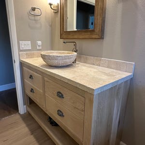 Custom Single Sink Bathroom Vanity - Empty Cavity Between Drawers, Handmade, , Lifetime Warranty, Premium Hardware, Free Shipping, USA Made