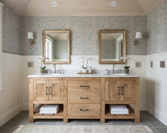 Noblesville Crest Double Sink Vanity - Handmade, Lifetime Warranty, Premium Hardware, Free Shipping, USA Made