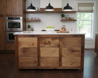 Custom Kitchen Island - Handmade, Lifetime Warranty, Premium Hardware, Free Shipping, USA Made, Model 1077