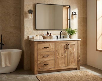 Gracewood Single Sink Bathroom Vanity | Solid Wood Vanity, Handmade, USA Made, Custom Storage Cabinet, Free Shipping