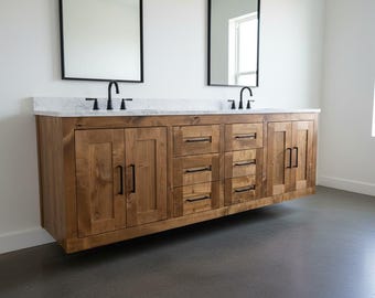 Custom Floating Bathroom Vanity - Handmade, Fully Water Resistant, Lifetime Warranty On Drawers, Premium Hardware, Free Shipping, USA Made