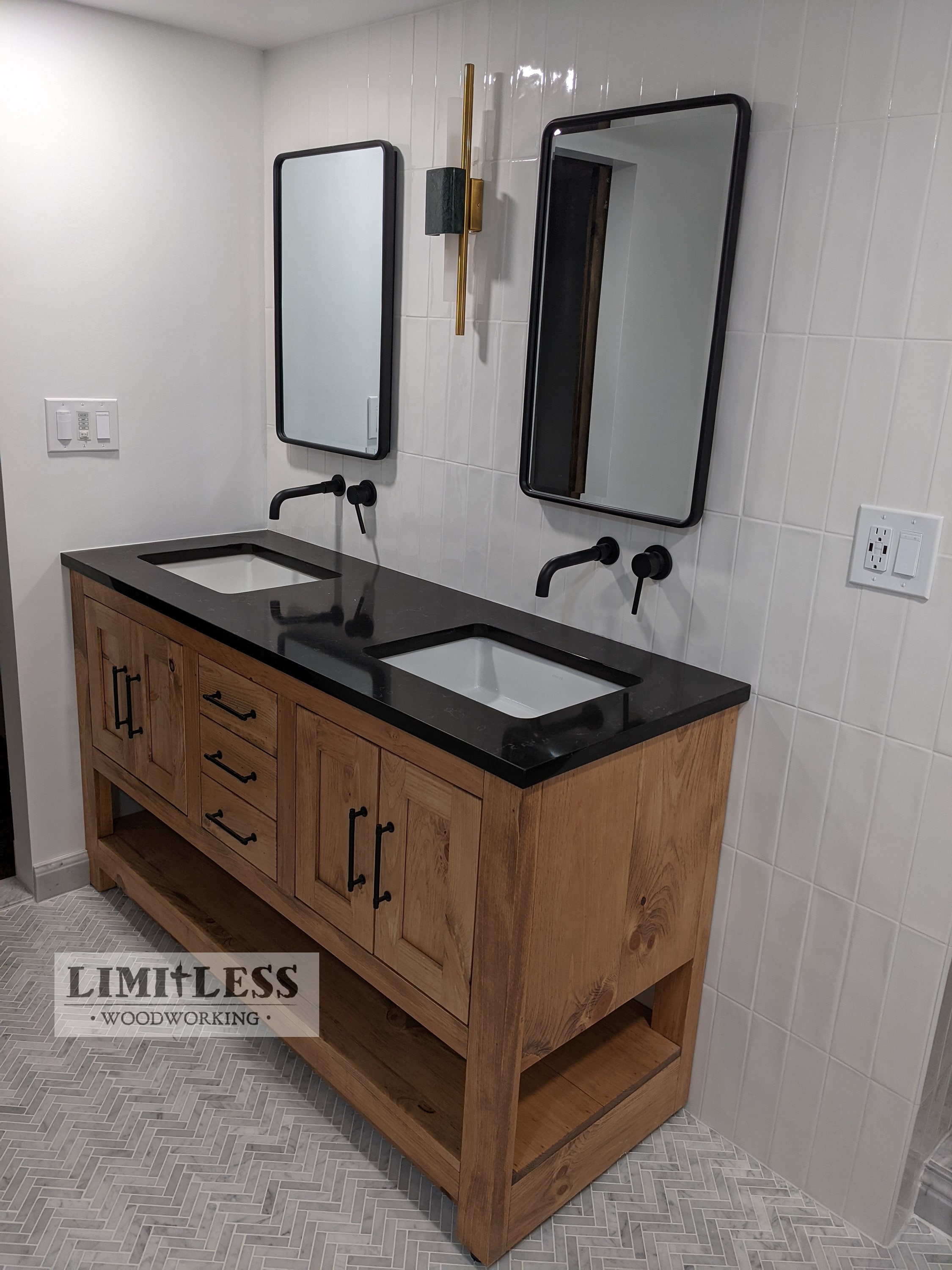 Custom Double Sink Bathroom Vanity Handmade Water - Etsy