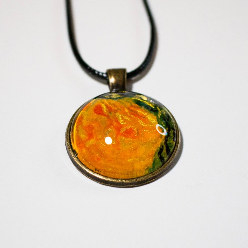 One of a Kind Jewelry Abstract Painting in a Necklace