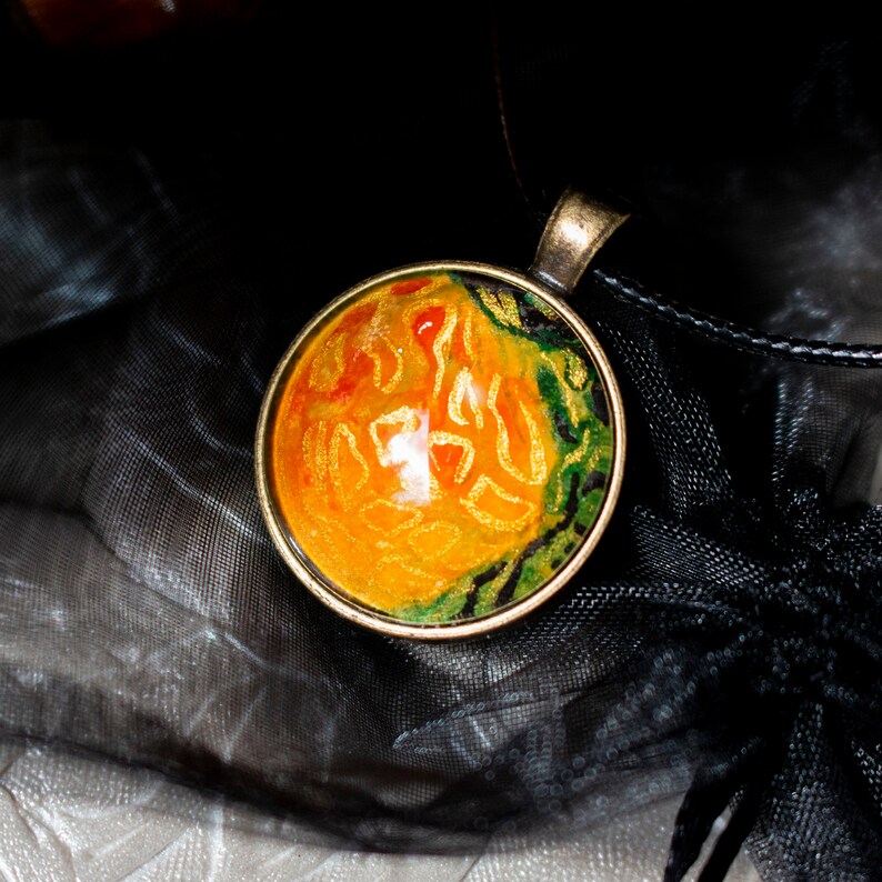 One of a Kind Jewelry Abstract Painting in a Necklace