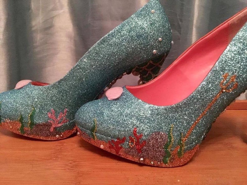 Mermaid Heels Under The Sea Platforms Glitter Themed Etsy