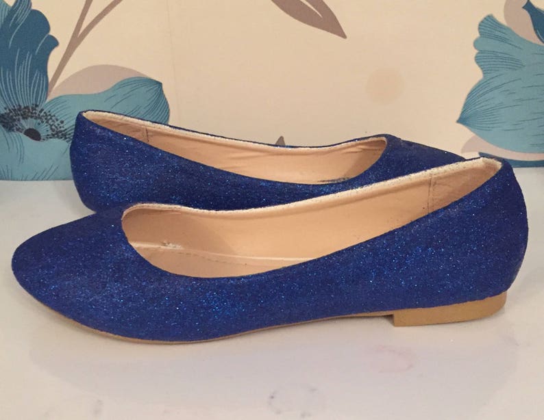 navy blue glitter flats