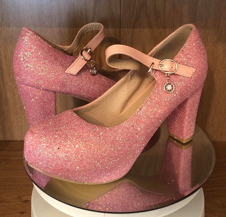 blush pink glitter shoes
