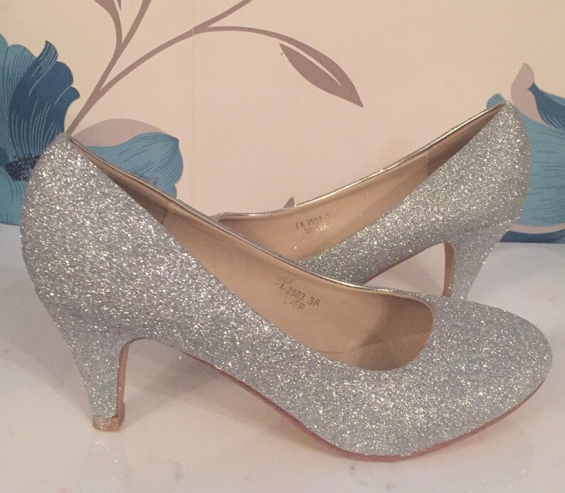 Silver Glitter Heels Silver Bridal Shoes Bridesmaid | Etsy