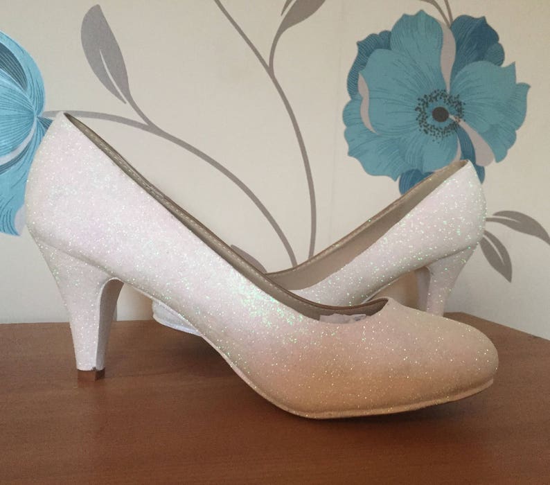 white glitter heels uk