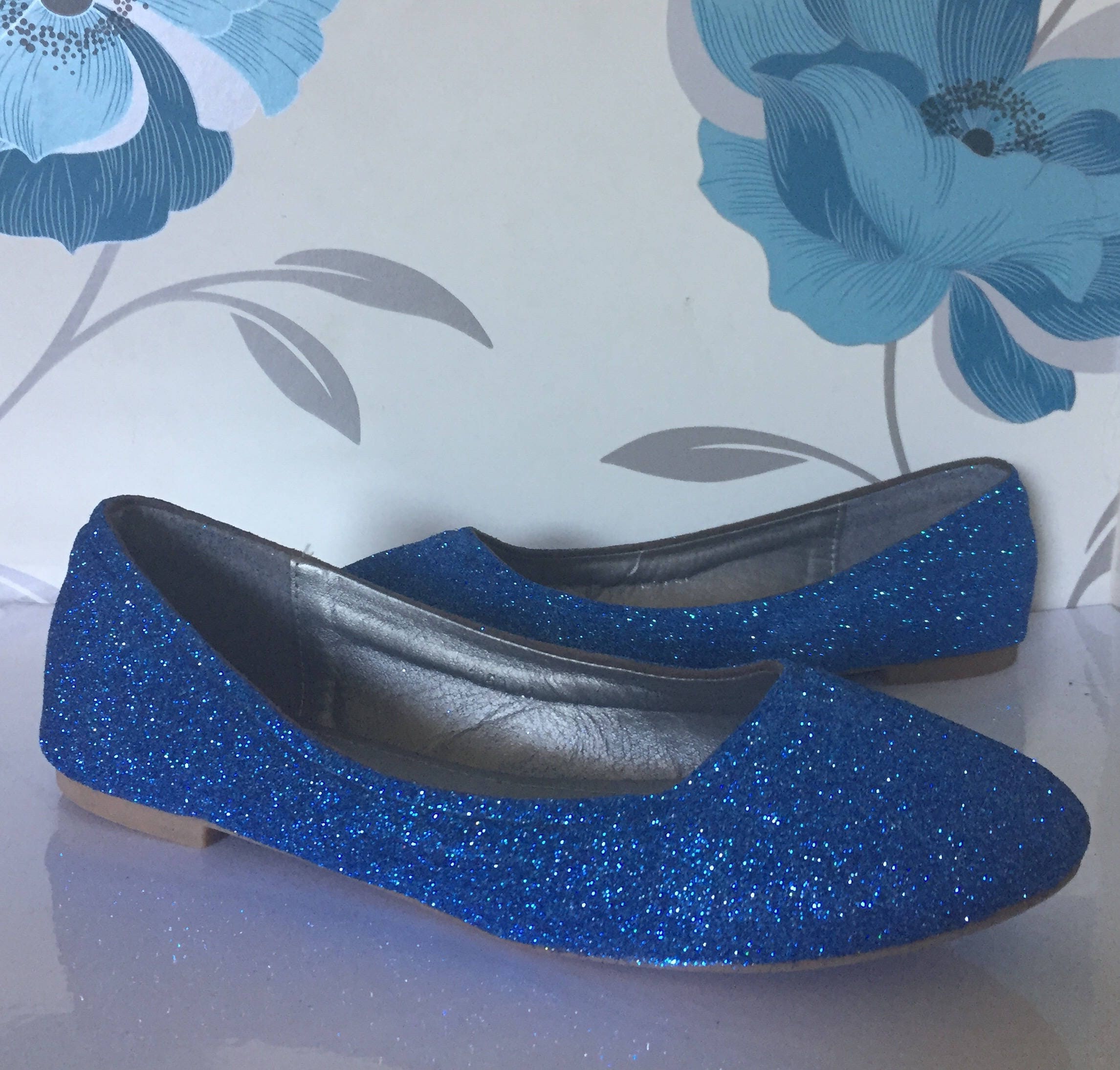 navy blue sparkly flats