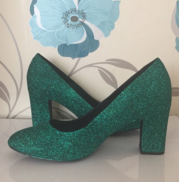 green glitter heels