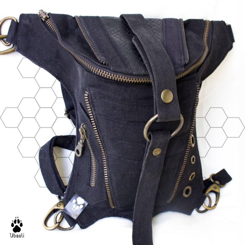 Steampunk Festival Vegan Faux Leather Leg Harness Utility Bag Pocket ...